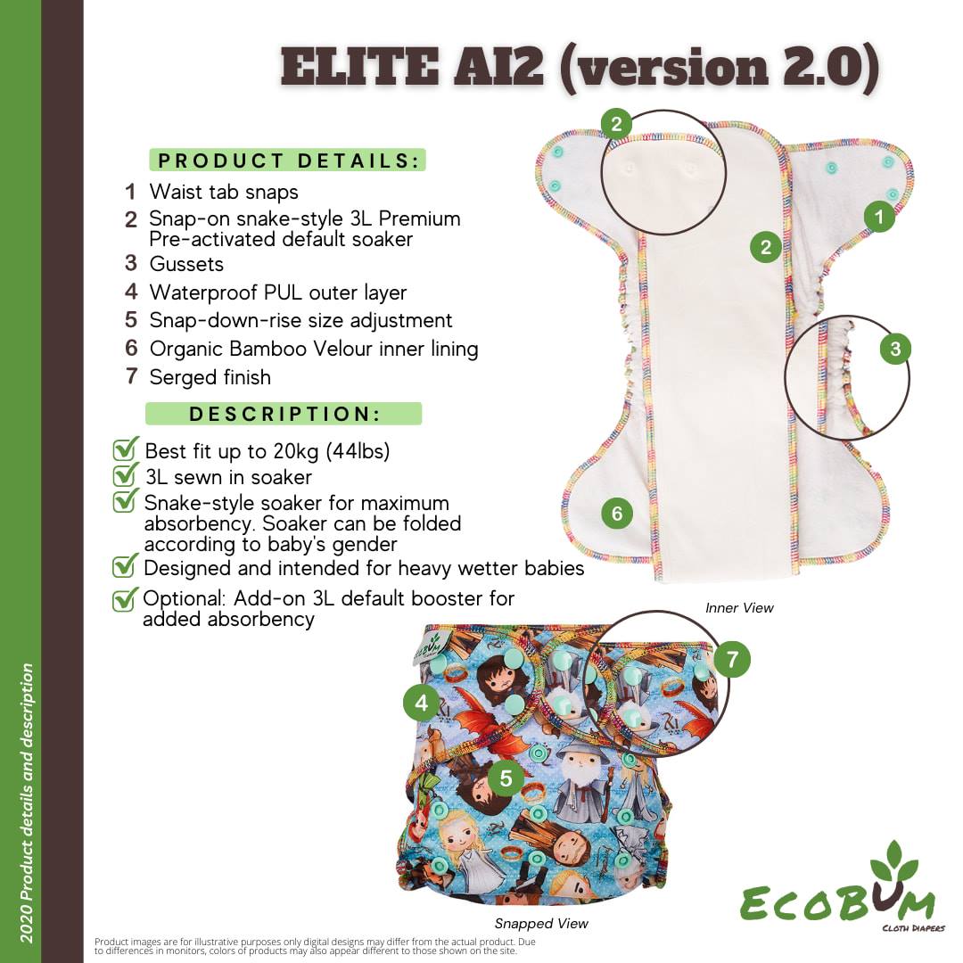 Ecobum Elite Ai2 Cloth Diaper