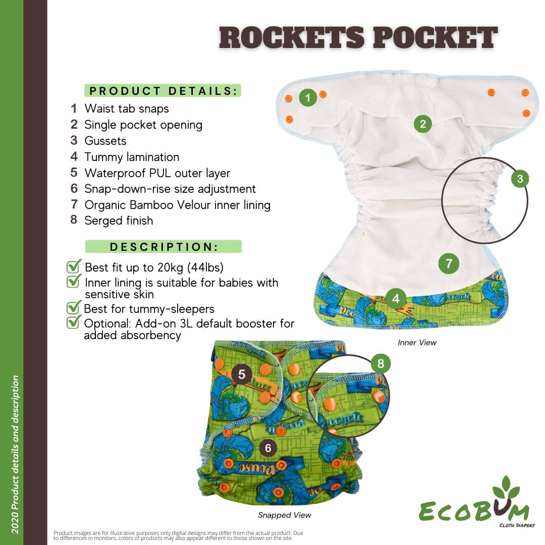 Ecobum Rockets Pockets Cloth Diaper